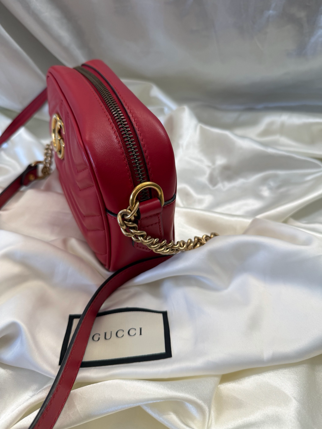 Gucci Calfskin Marmont Mini Camera Bag Crossbody Sling