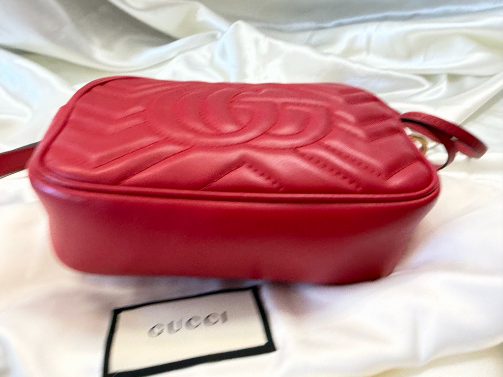 Gucci Calfskin Marmont Mini Camera Bag Crossbody Sling