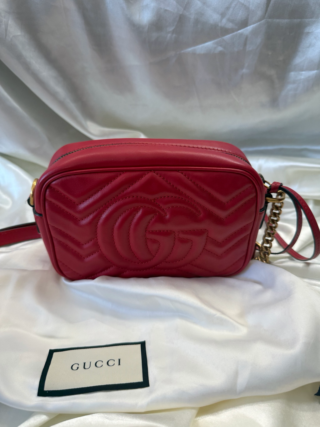 Gucci Calfskin Marmont Mini Camera Bag Crossbody Sling