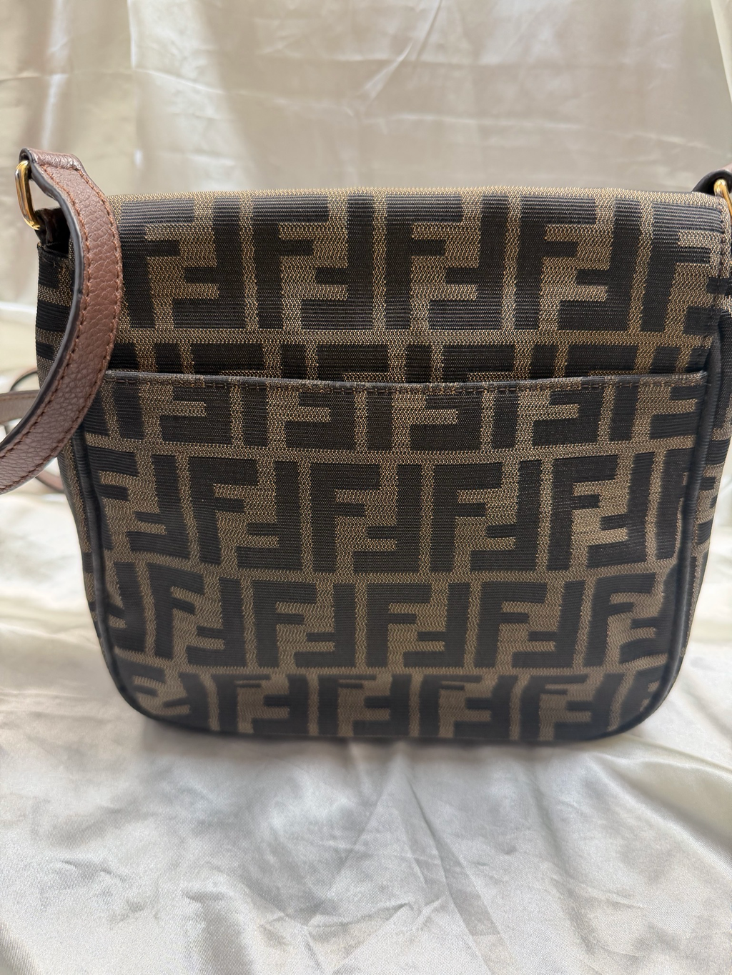 Fendi Zucca Tobacco Messenger Crossbody Sling