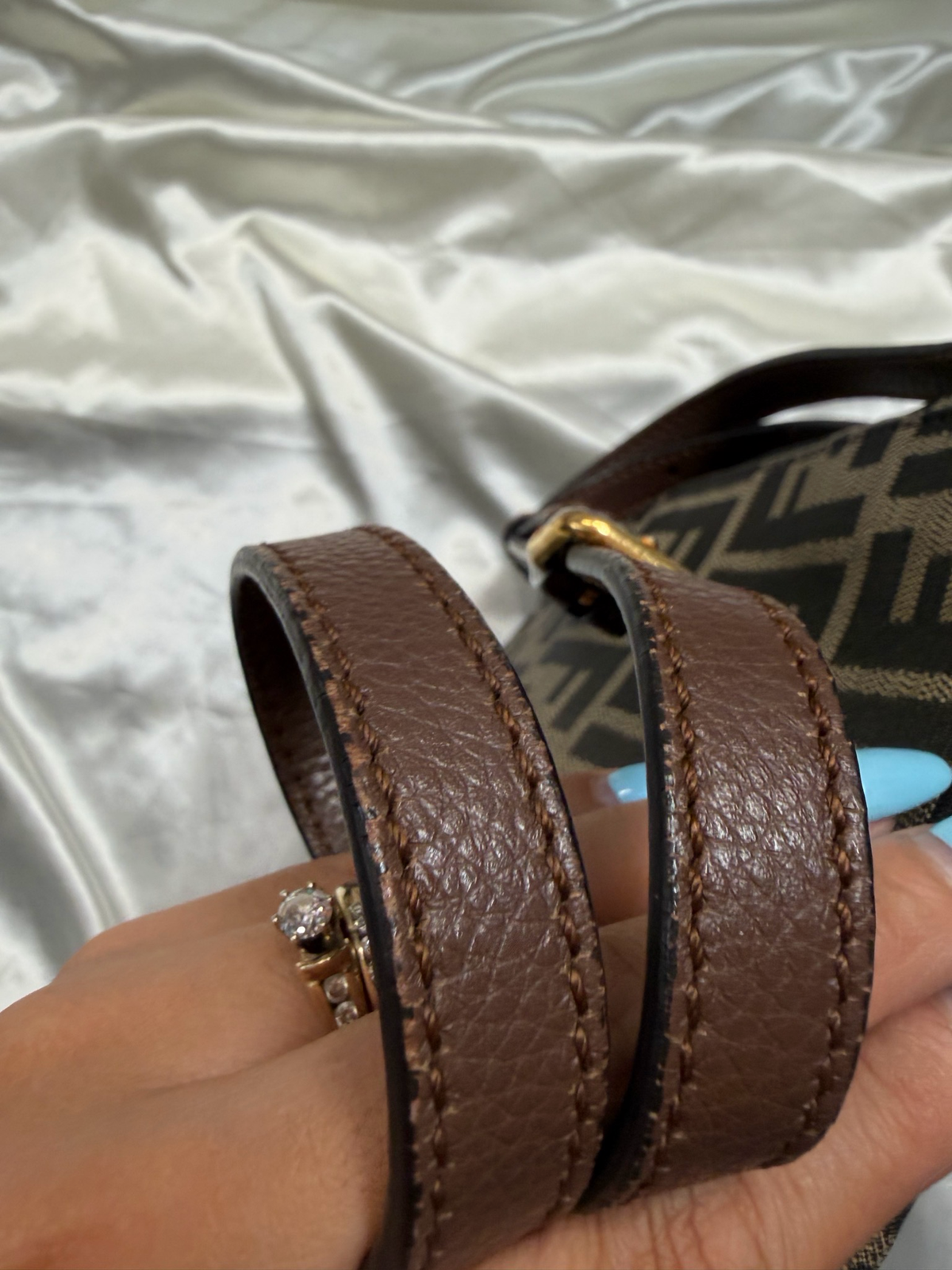 Fendi Zucca Tobacco Messenger Crossbody Sling