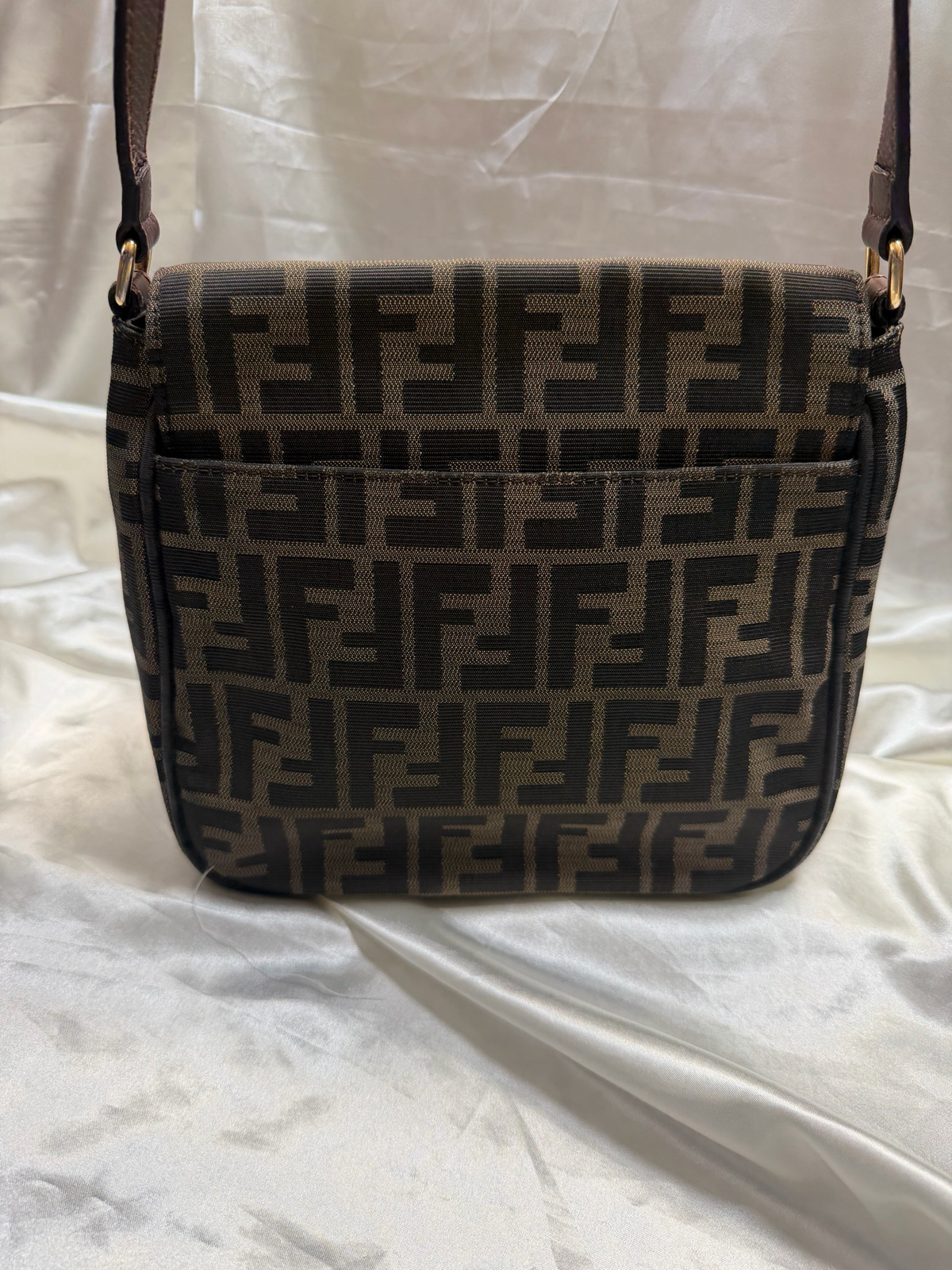 Fendi Zucca Tobacco Messenger Crossbody Sling