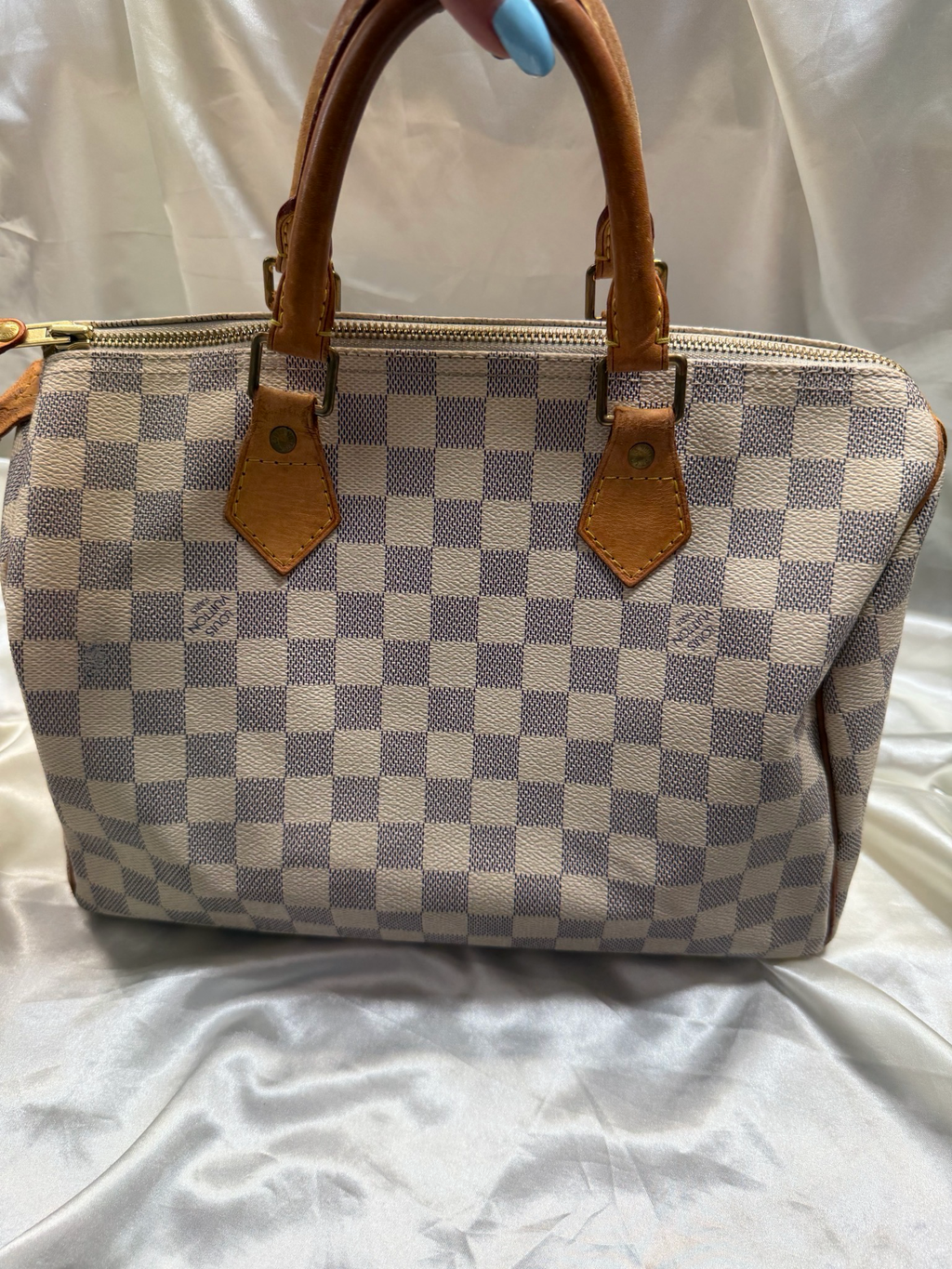 Louis Vuitton Speedy 30 Damier Azur Top Handle Satchel Bowler