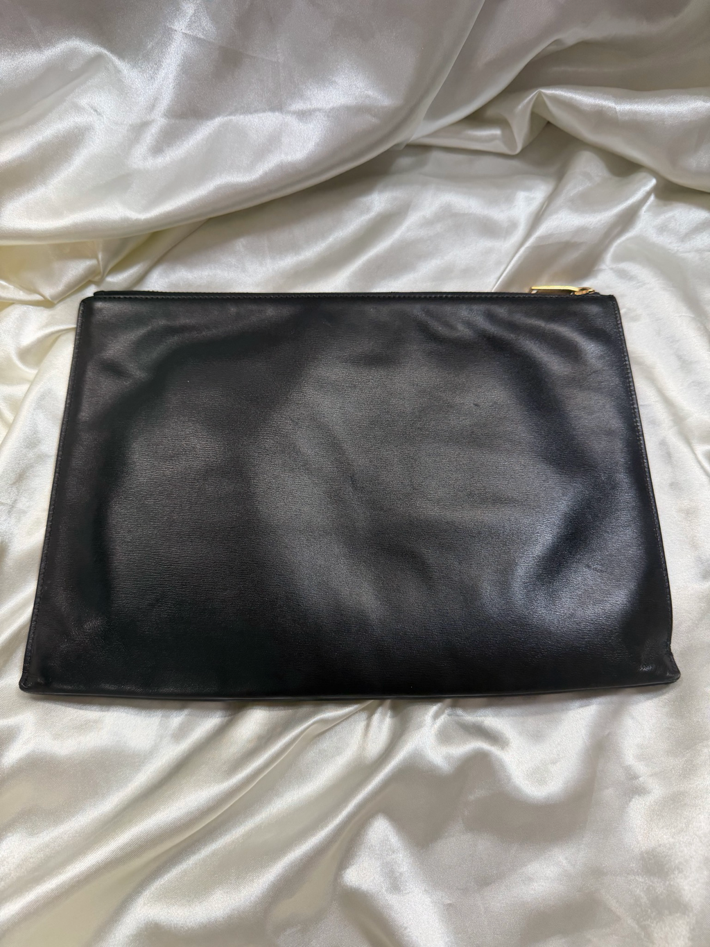 Saint Laurent Calfskin Flat Black Zipper Case