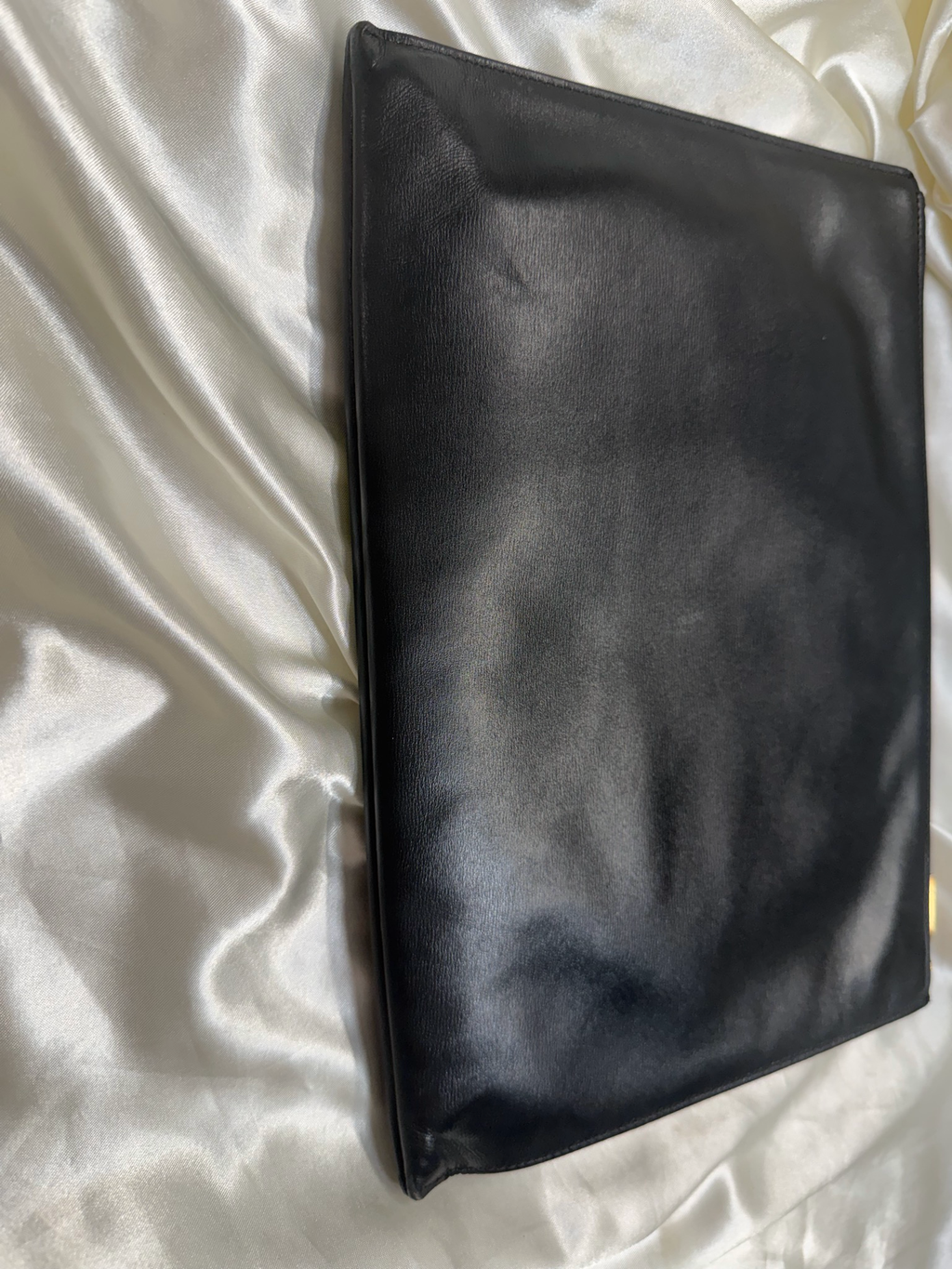 Saint Laurent Calfskin Flat Black Zipper Case