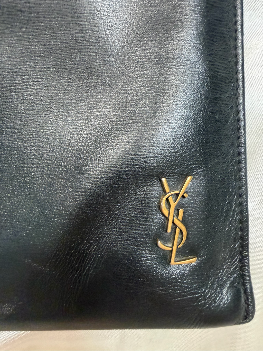 Saint Laurent Calfskin Flat Black Zipper Case