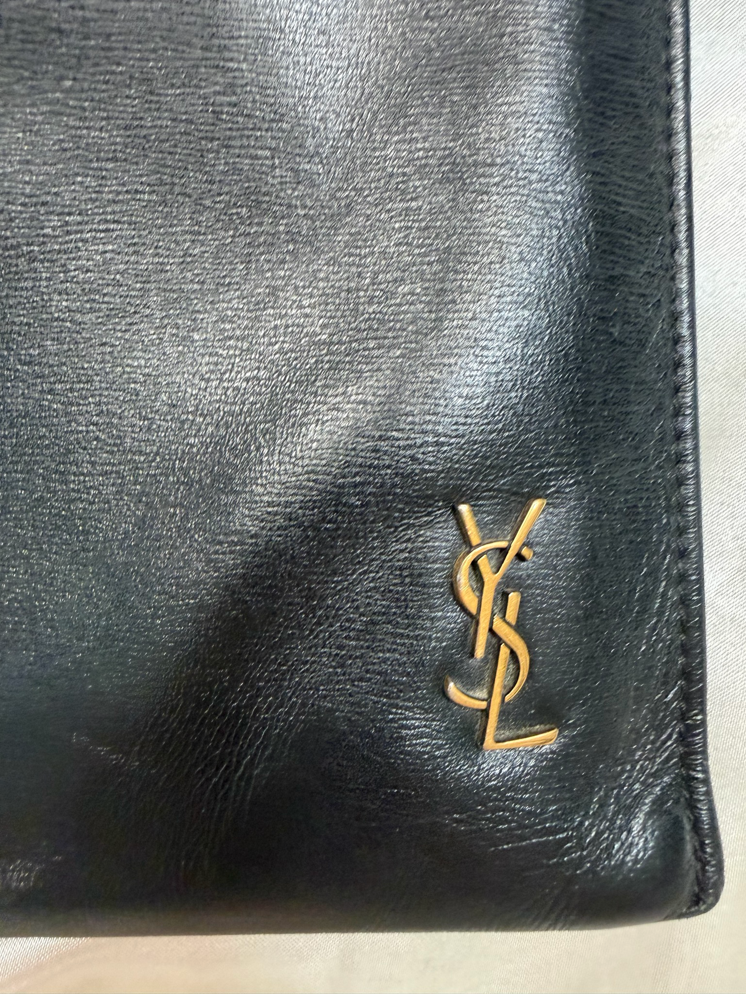 Saint Laurent Calfskin Flat Black Zipper Case