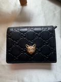 Gucci Cat Guccissima Card Wallet in Black