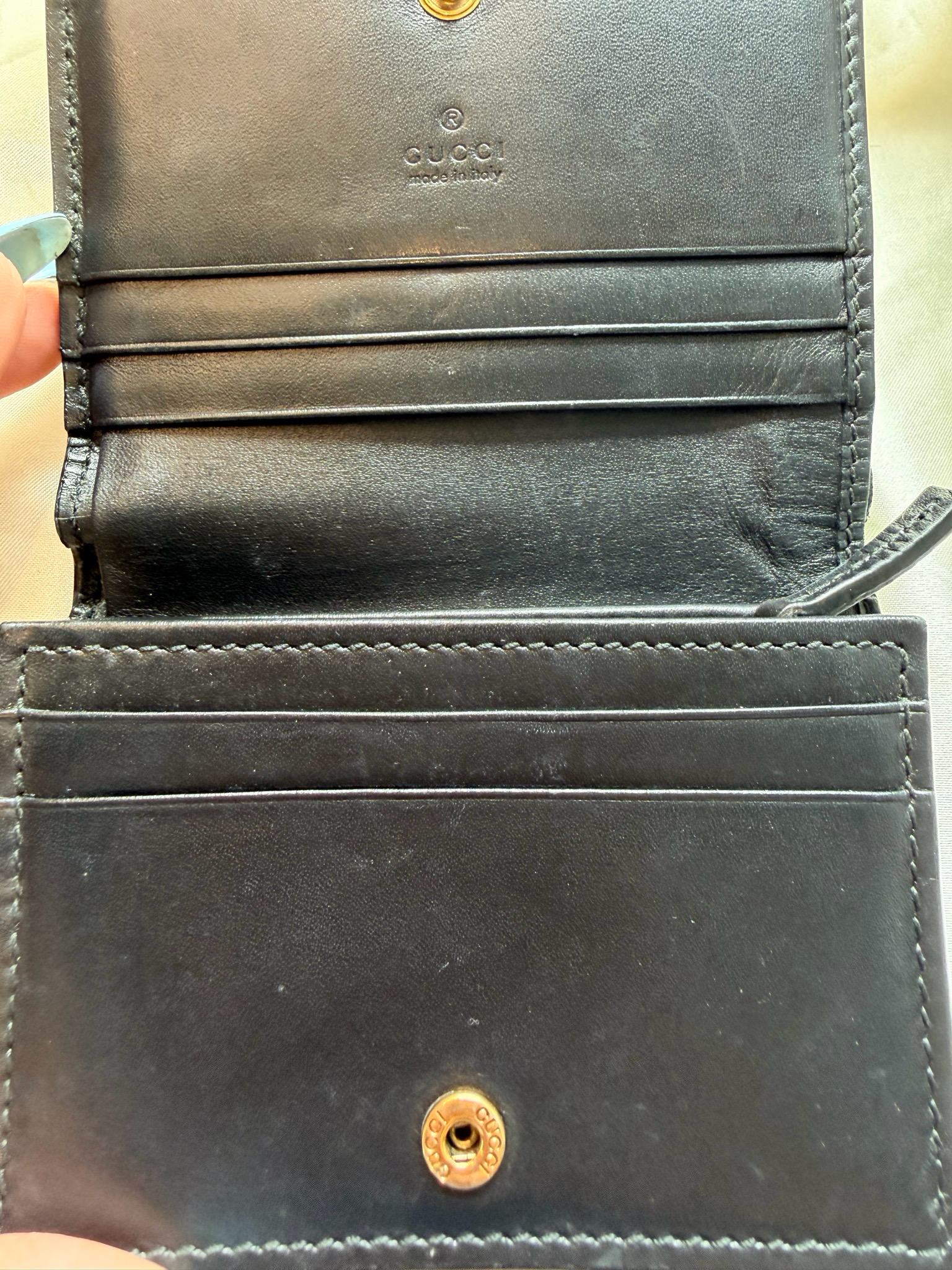 Gucci Cat Guccissima Card Wallet in Black