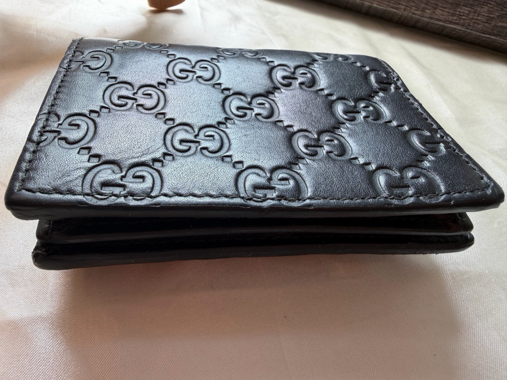 Gucci Cat Guccissima Card Wallet in Black