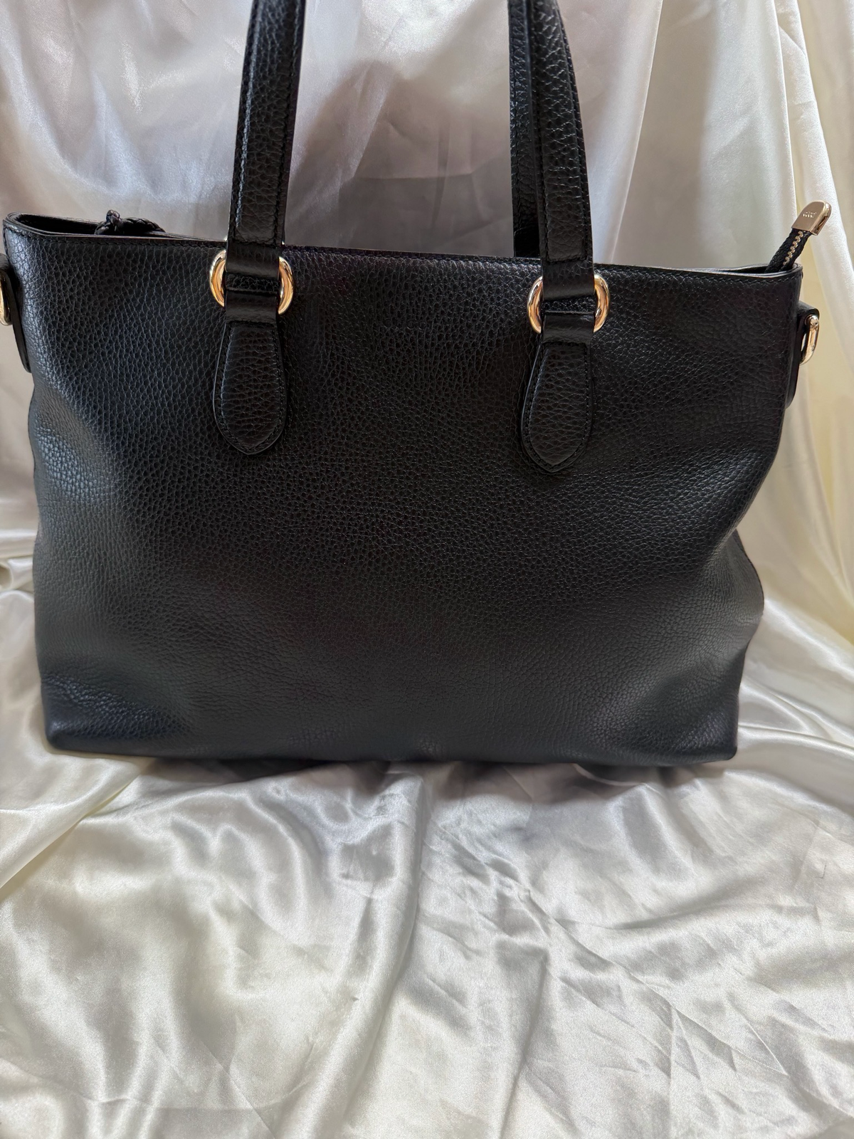 Gucci Bamboo Tassel Pebbled Leather Calfskin Crossbody Tote