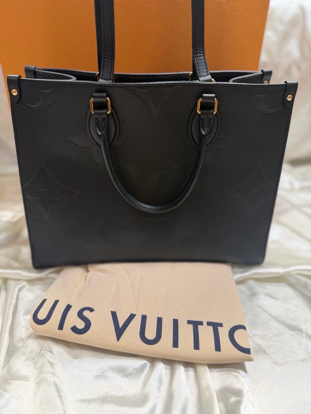 Louis Vuitton On The Go Empreinte Giant Mm Tote in Black