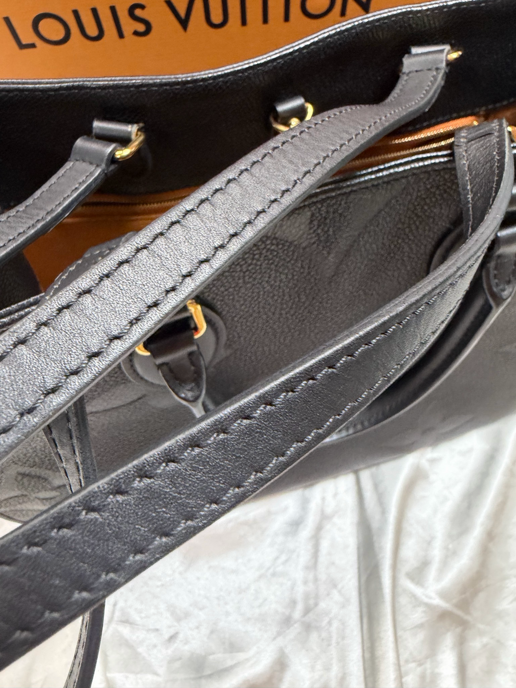 Louis Vuitton On The Go Empreinte Giant Mm Tote in Black