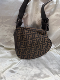 Fendi Monogram Canvas Zucca Oyster Hobo Shoulder