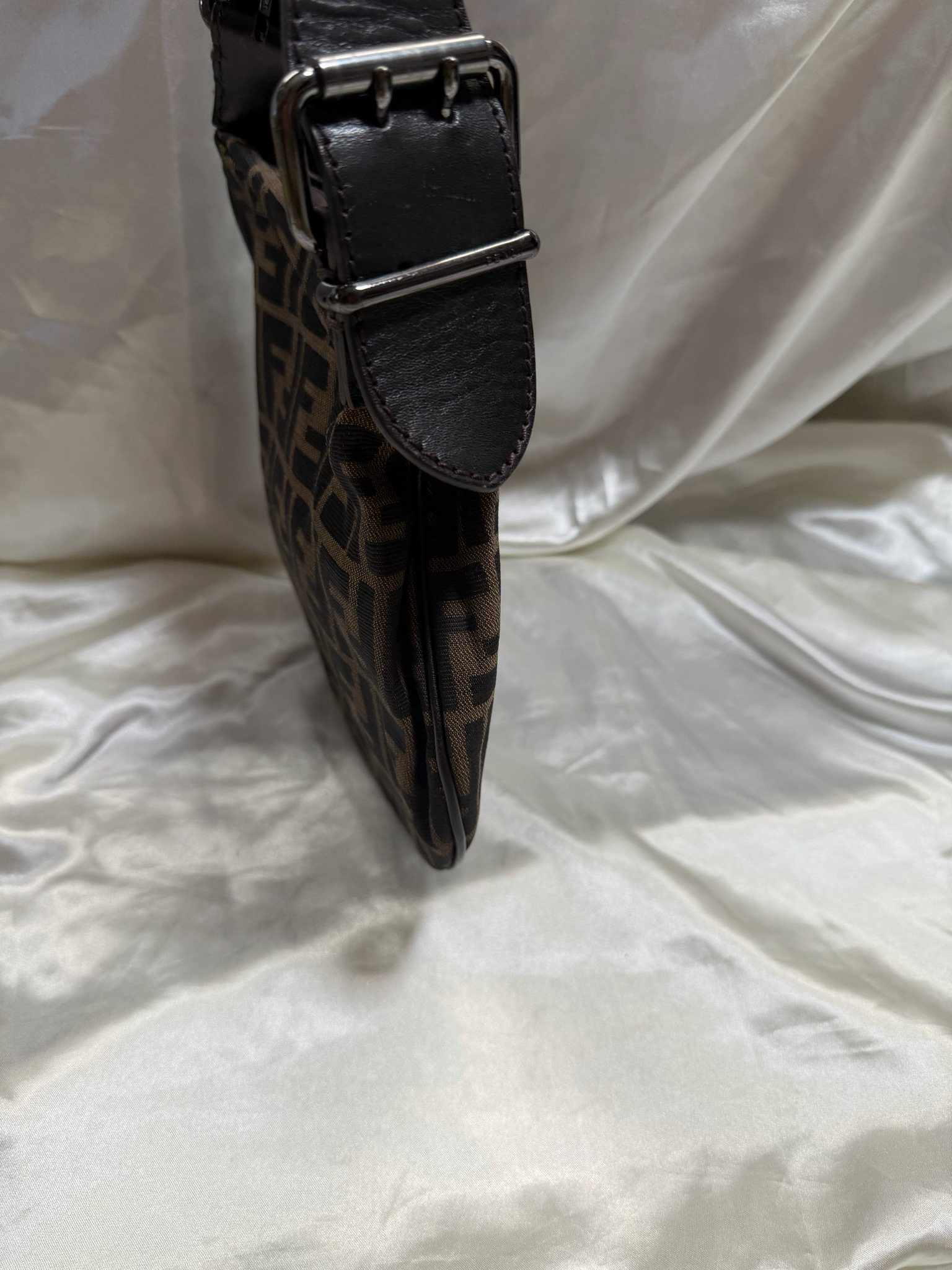 Fendi Monogram Canvas Zucca Oyster Hobo Shoulder