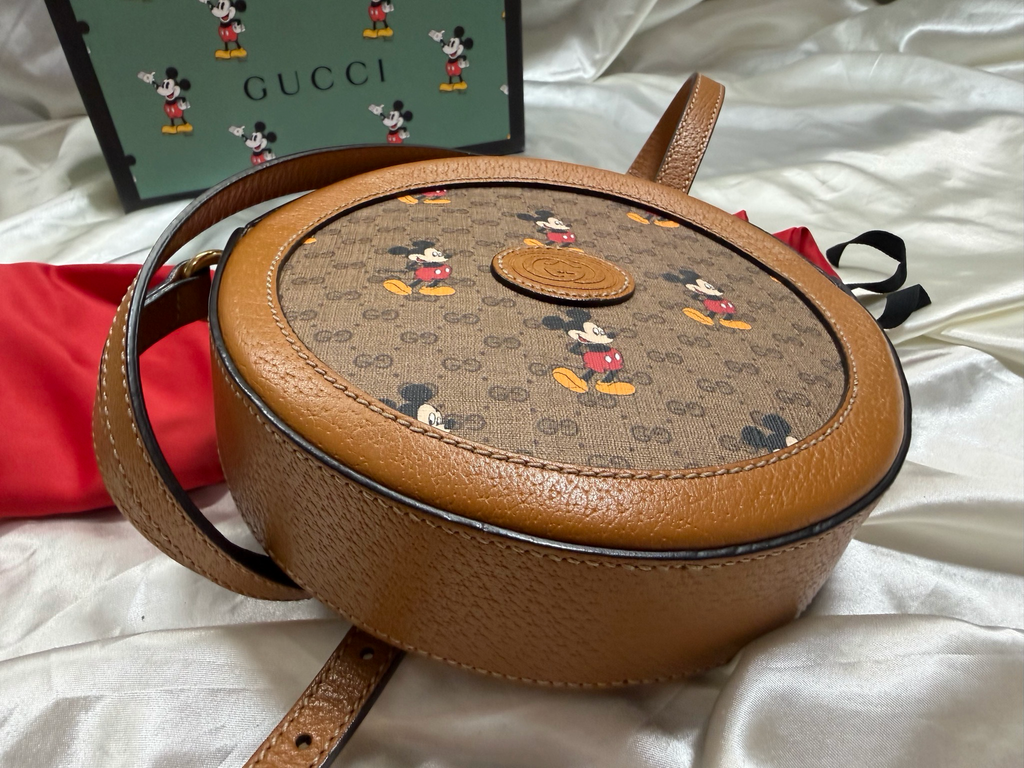 Gucci Micro Monogram Tambourine Mickey Round Crossbody Bag
