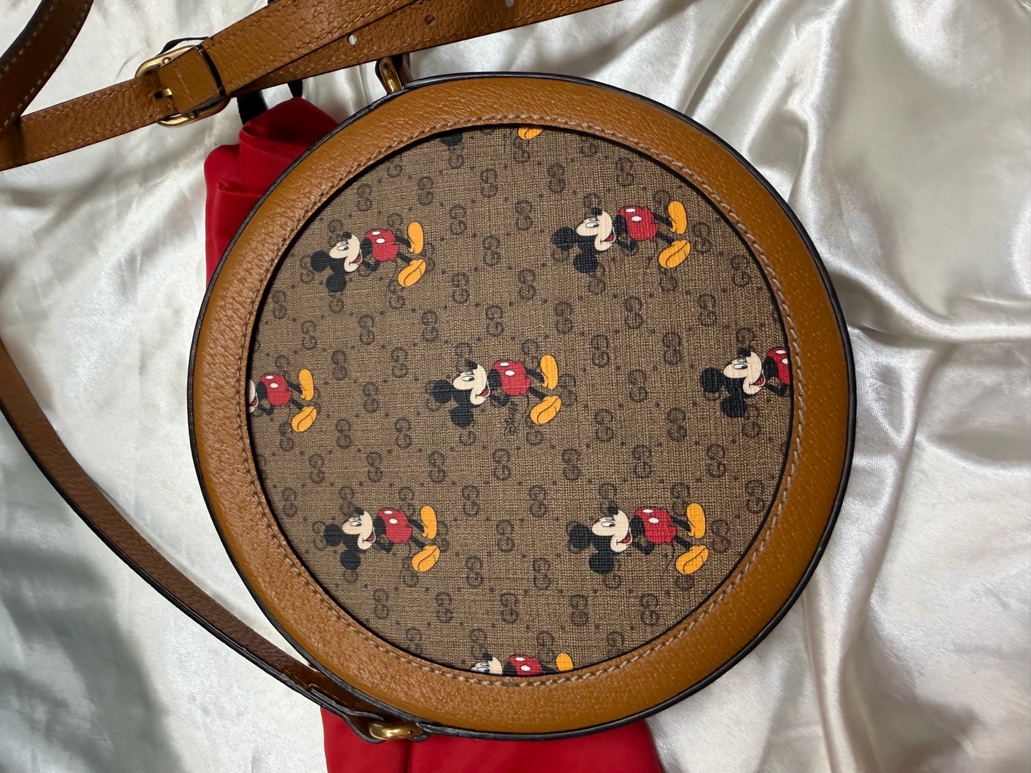 Gucci Micro Monogram Tambourine Mickey Round Crossbody Bag