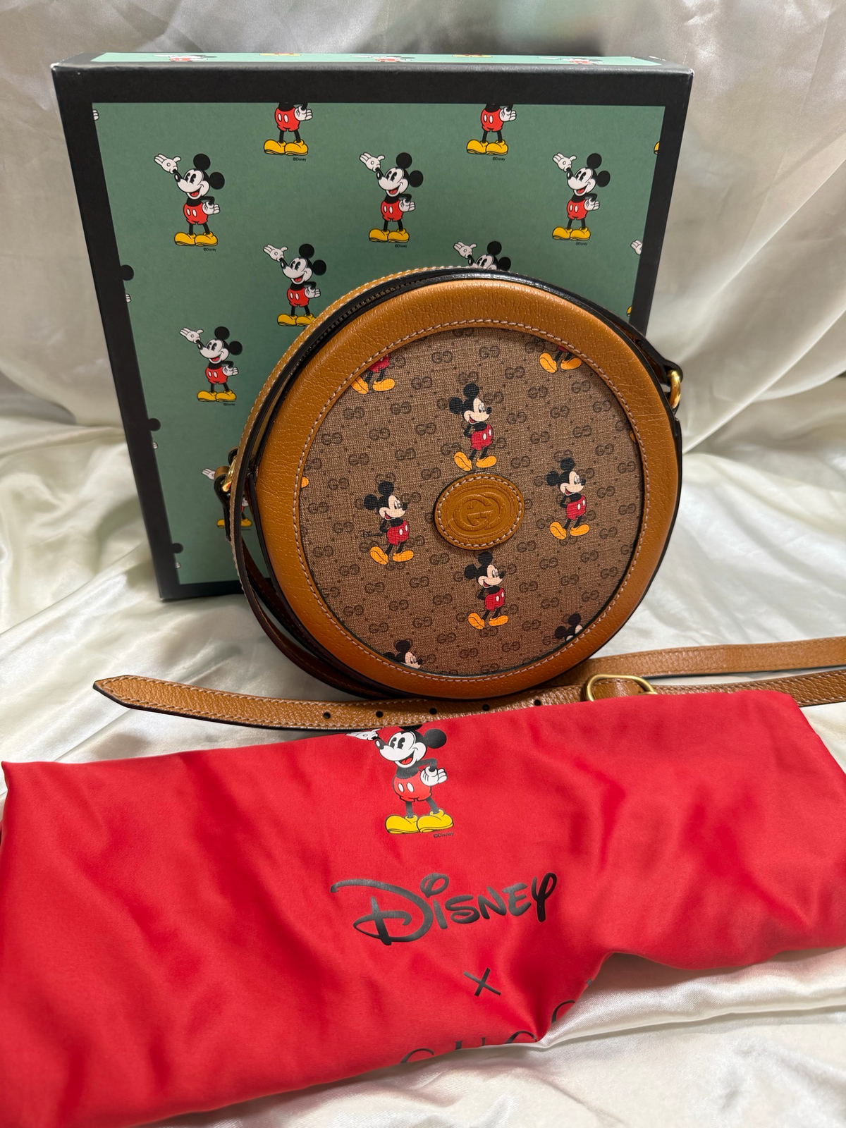 Gucci Micro Monogram Tambourine Mickey Round Crossbody Bag