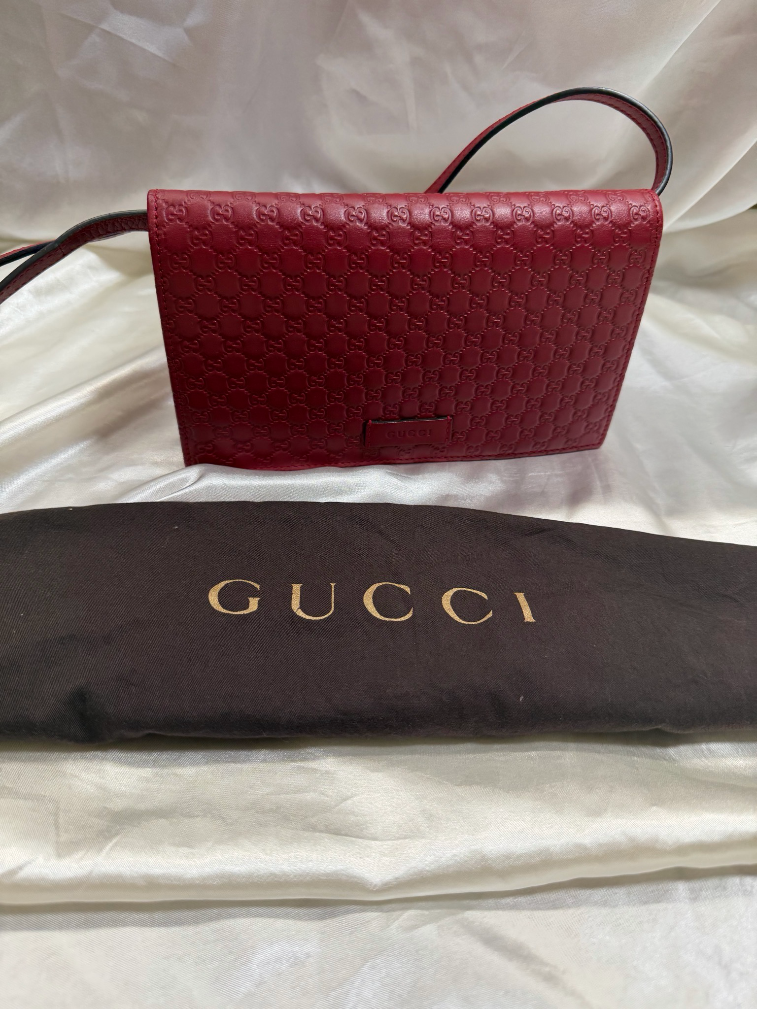 Gucci Micro Monogram Wallet On Strap Guccissima