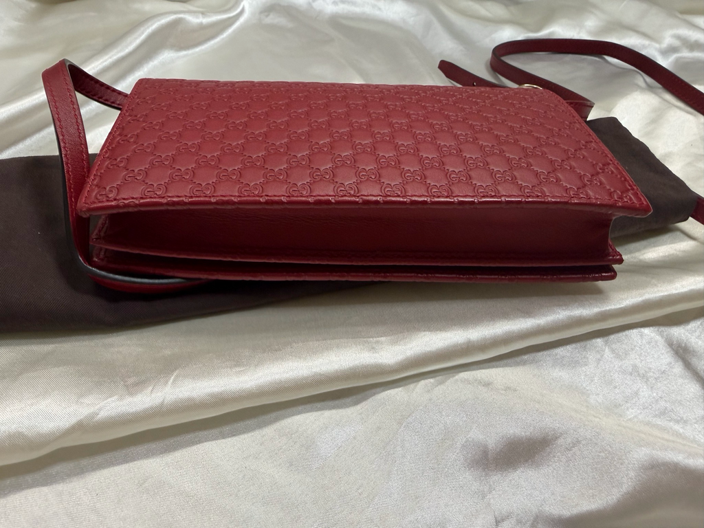 Gucci Micro Monogram Wallet On Strap Guccissima