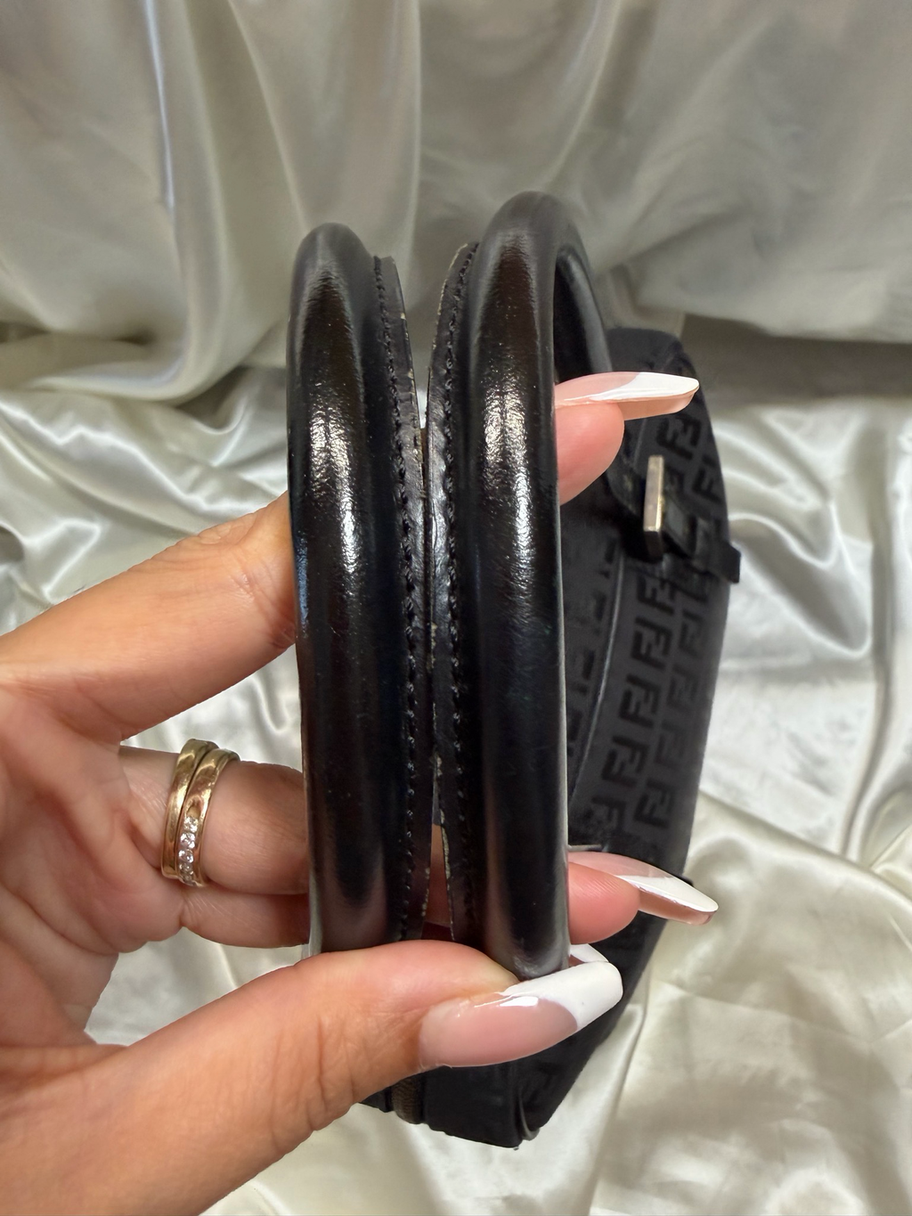 Fendi Zucca Boston Bowler In Black