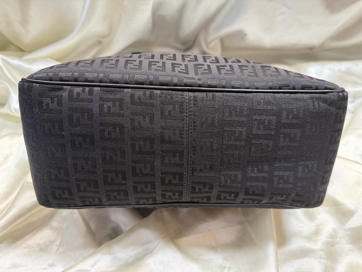 Fendi Zucca Boston Bowler In Black