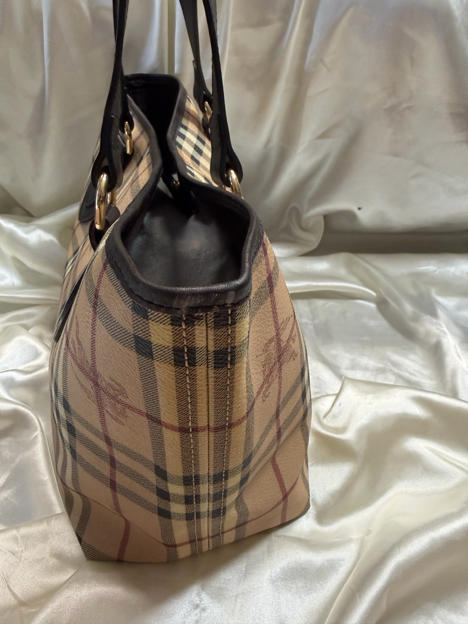 Burberry Haymarket Check Medium Regent Tote Shoulder Bag