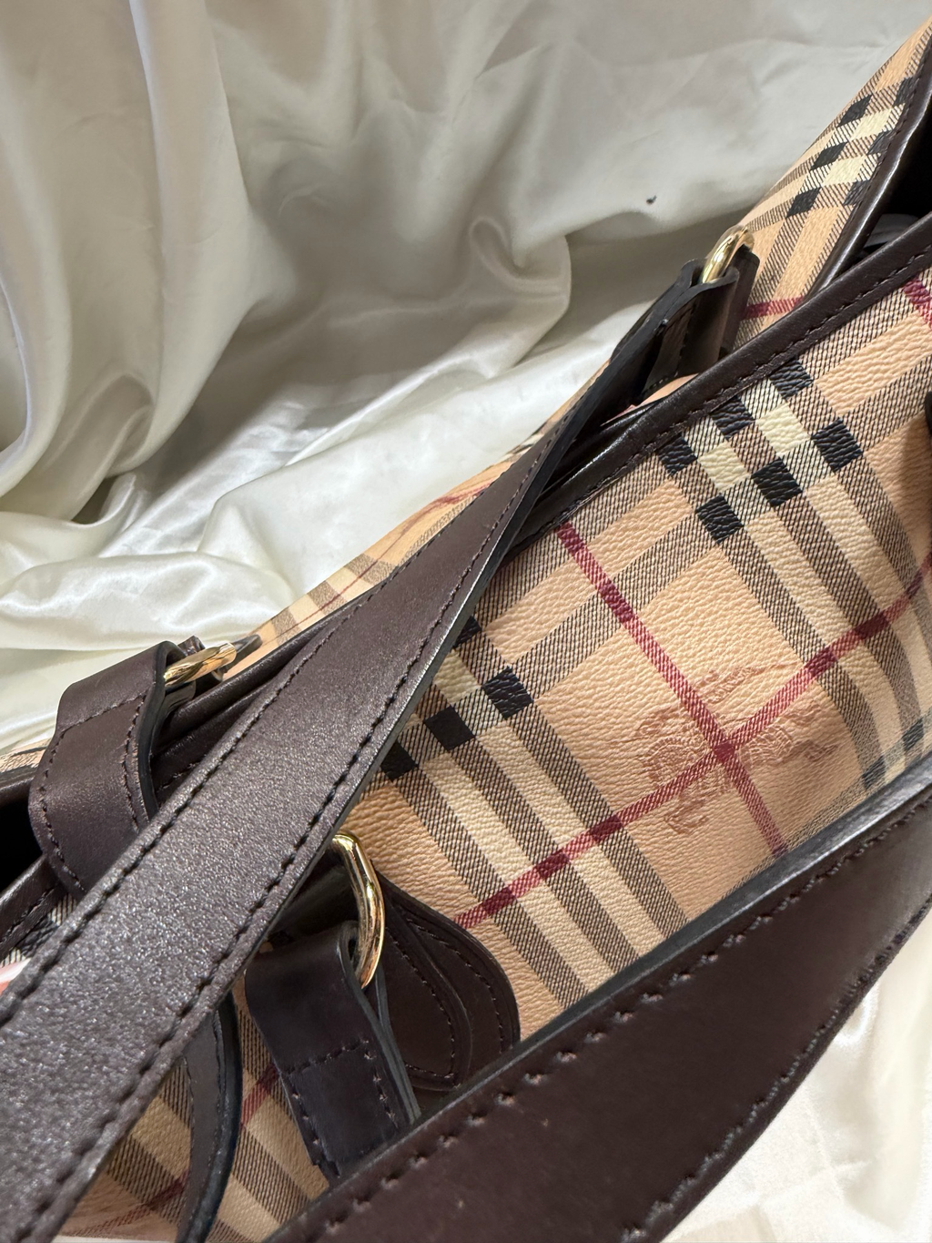 Burberry Haymarket Check Medium Regent Tote Shoulder Bag