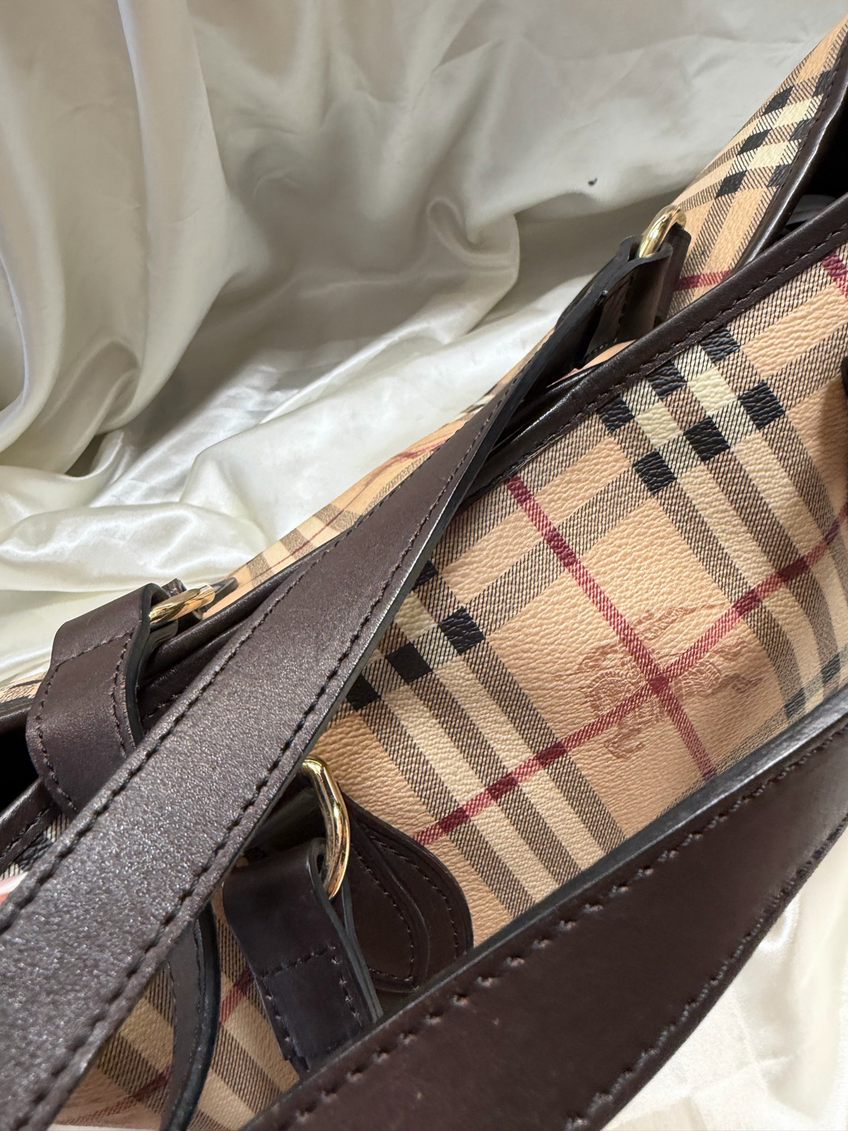 Burberry Haymarket Check Medium Regent Tote Shoulder Bag