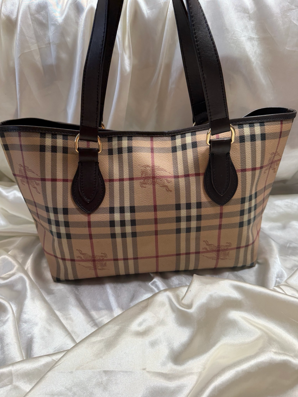 Burberry Haymarket Check Medium Regent Tote Shoulder Bag