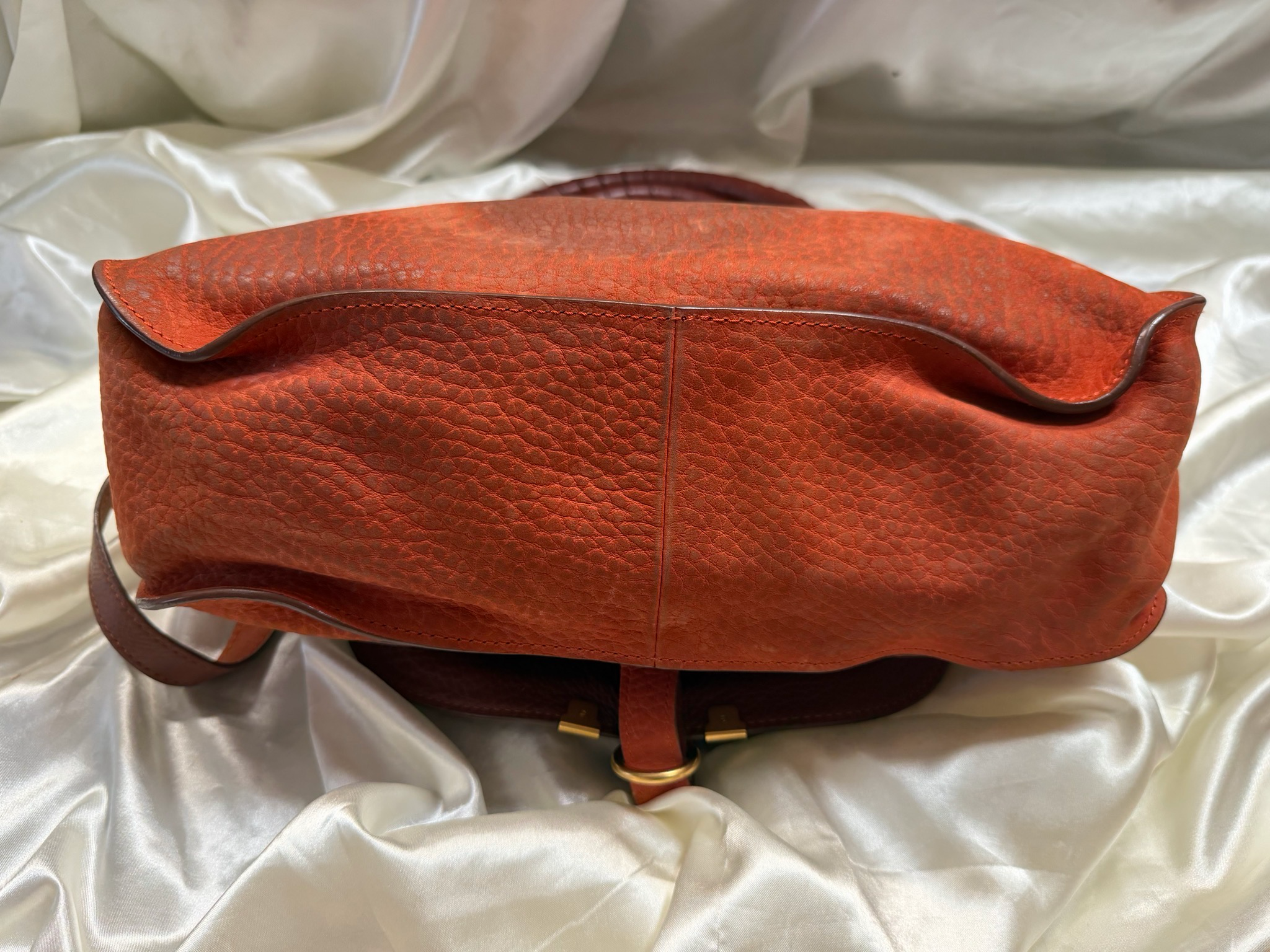 Chloe Marcie Saddle Flap Crossbody Sling Tote in Orange