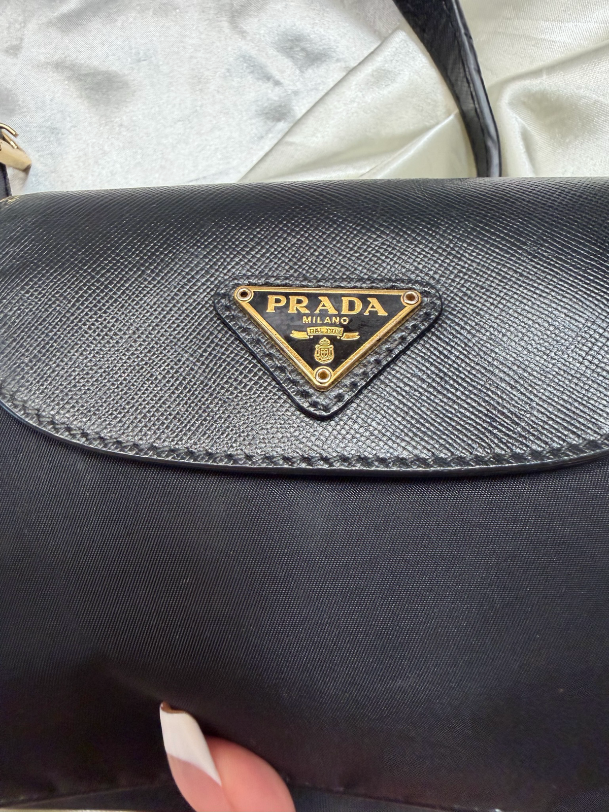 Prada Nylon Tessuto Saffiano Flap Crossbody Sling