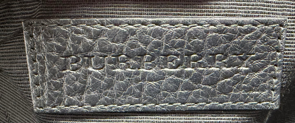 Burberry Pebbled Leather Orchard Top Handle Sling Bag in Black
