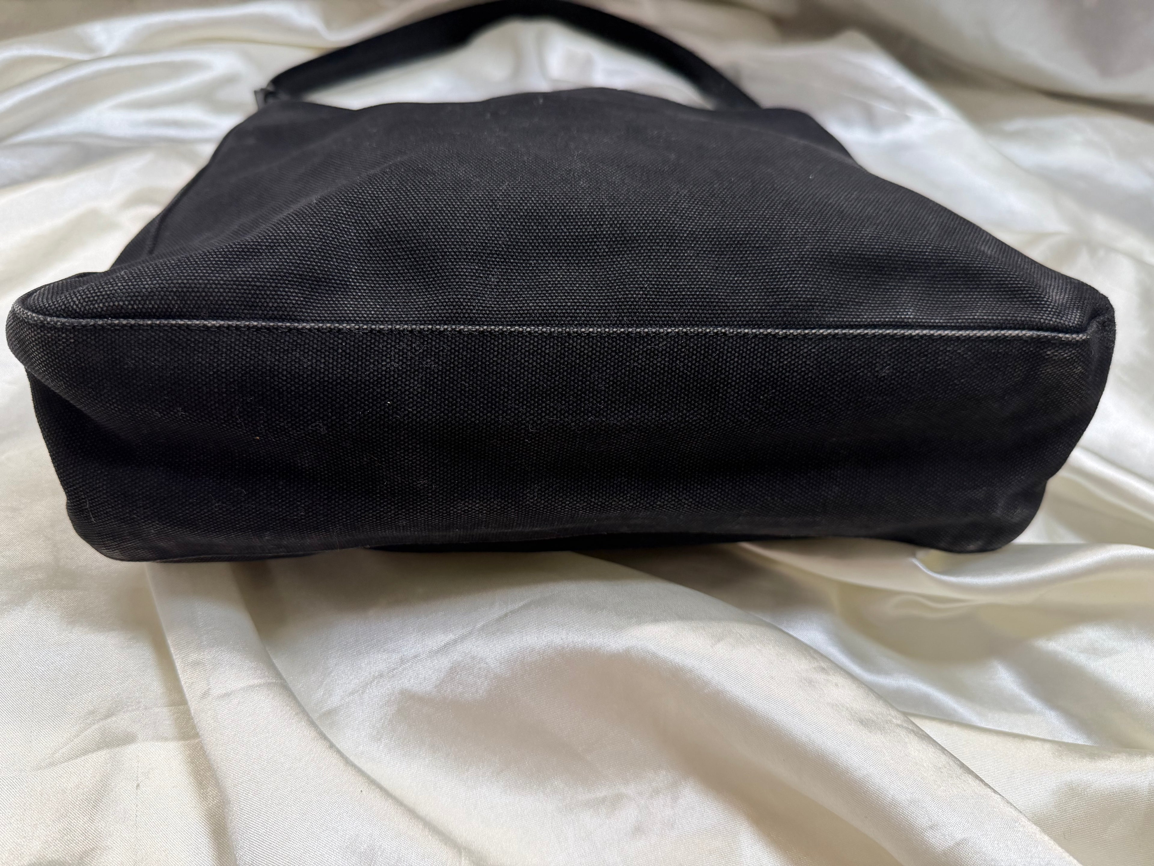 Prada Denim Hobo Shoulder Bag in Black