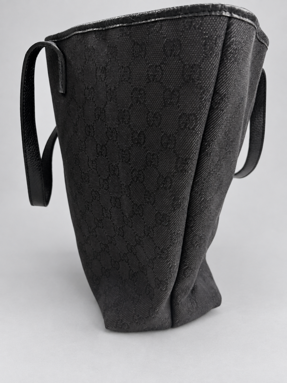 Gucci Monogram Denim Canvas Large Tote Interlocking Logo Charm