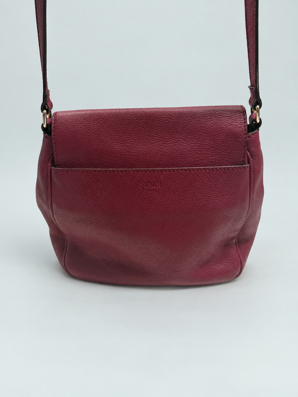 Fendi Leather Messenger Flap Crossbody Sling Bag