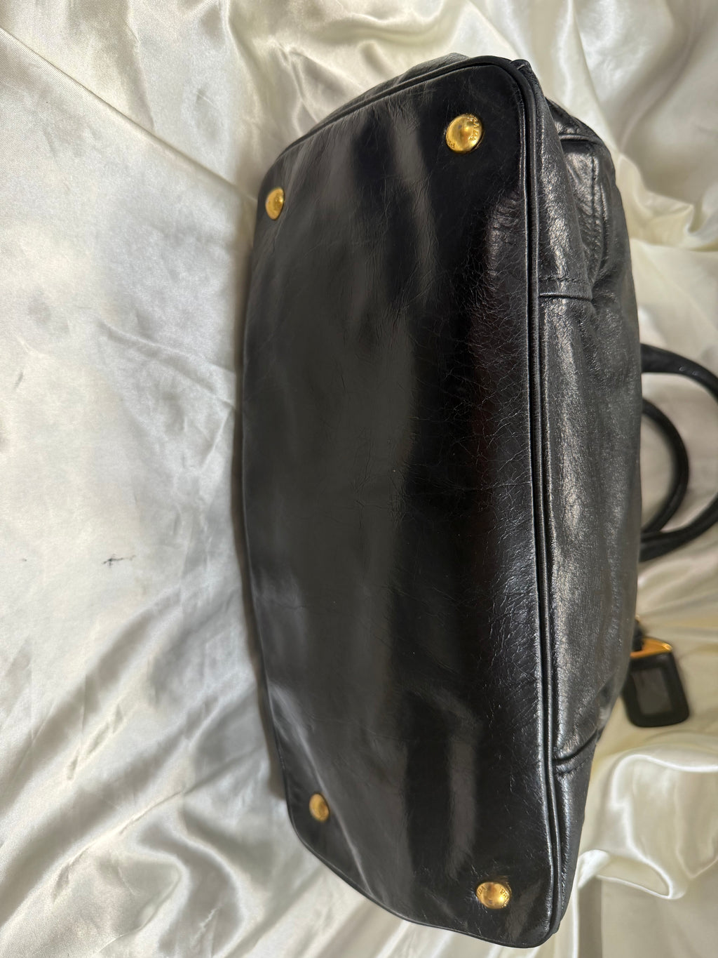 Prada Vitello Shine Leather Crossbody in Black