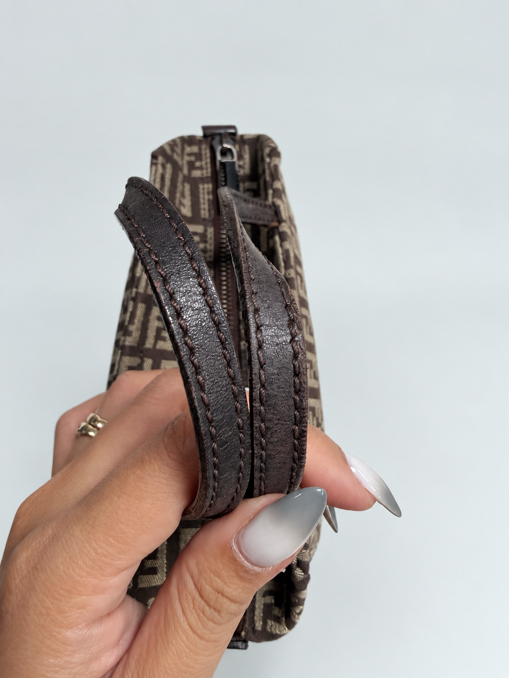 Fendi Zucchino Top Handle Square Mini Bag Satchel