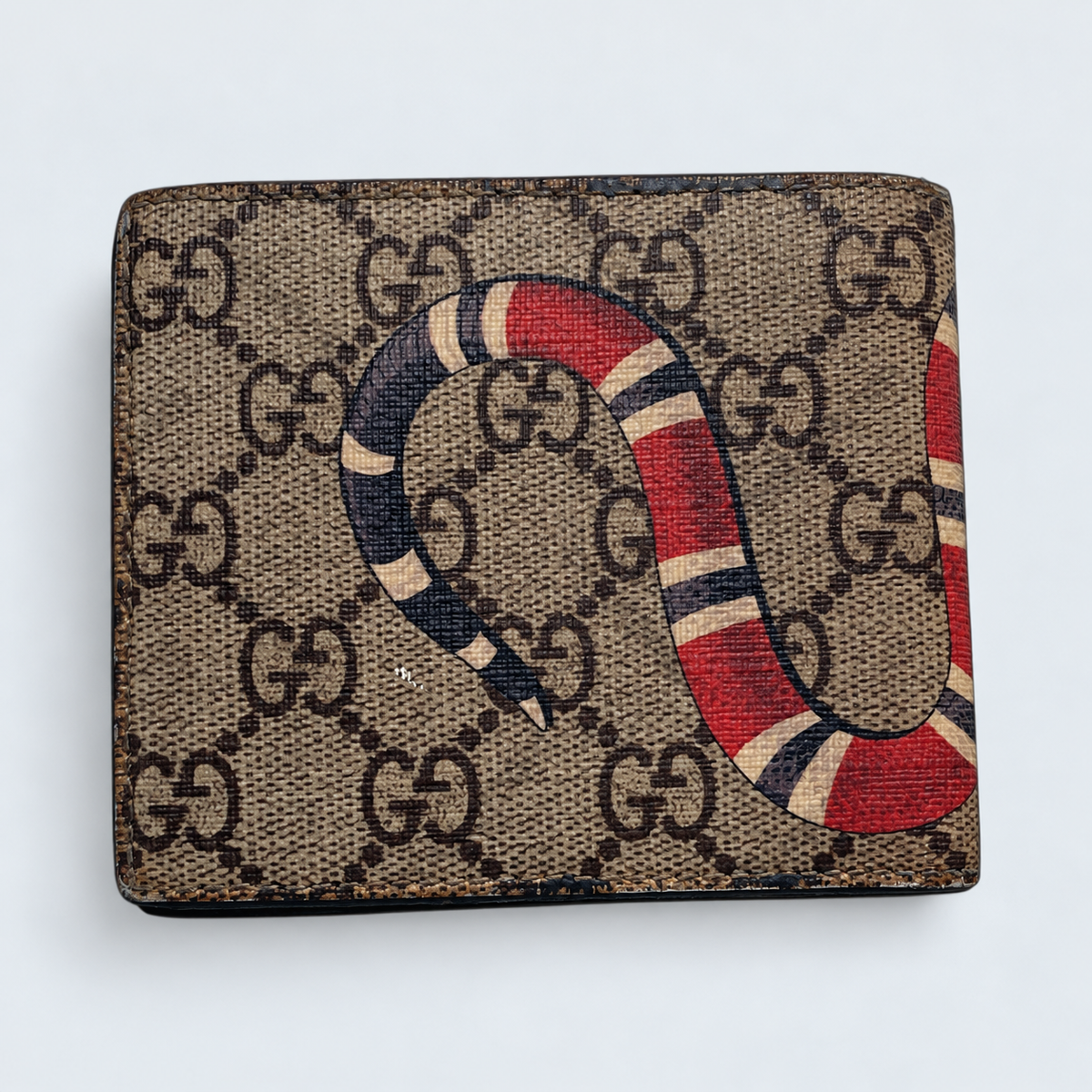 Gucci GG Supreme Kingsnake Bifold Wallet in Brown