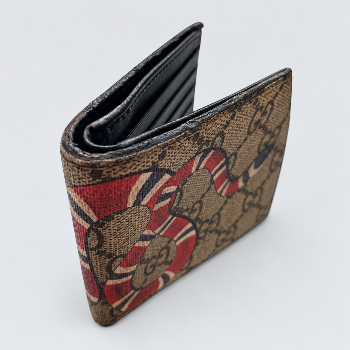 Gucci GG Supreme Kingsnake Bifold Wallet in Brown