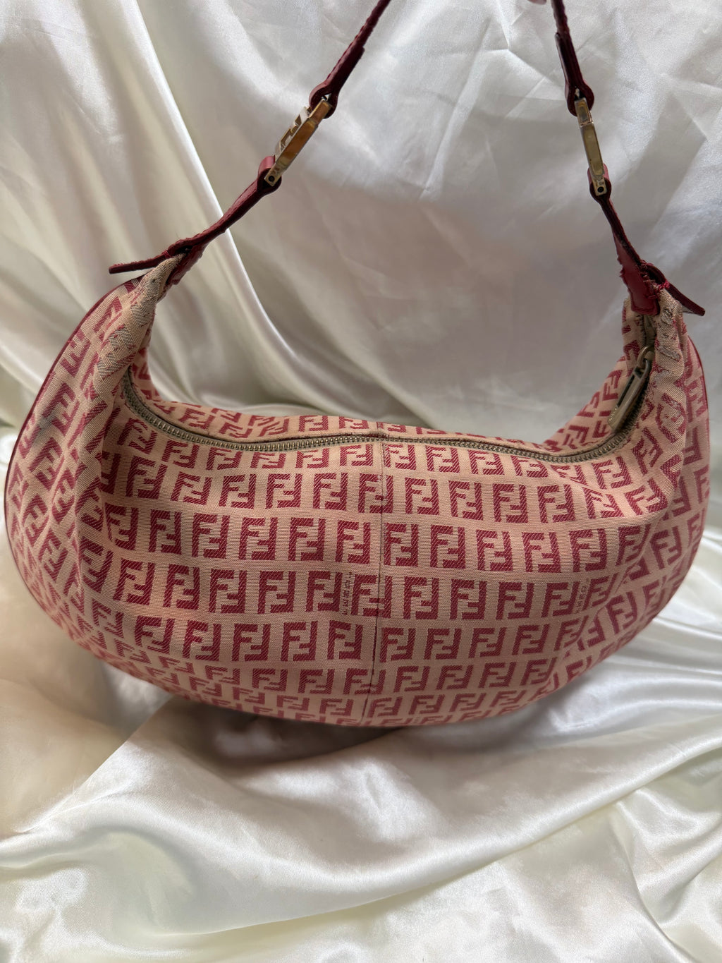 Fendi Zucchino Hobo Halfmoon Shoulder Bag