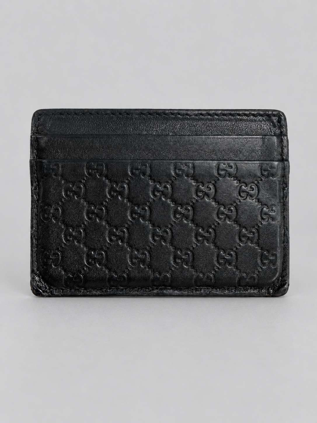 Gucci Microguccissima Card Holder Pebbled Leather in Black