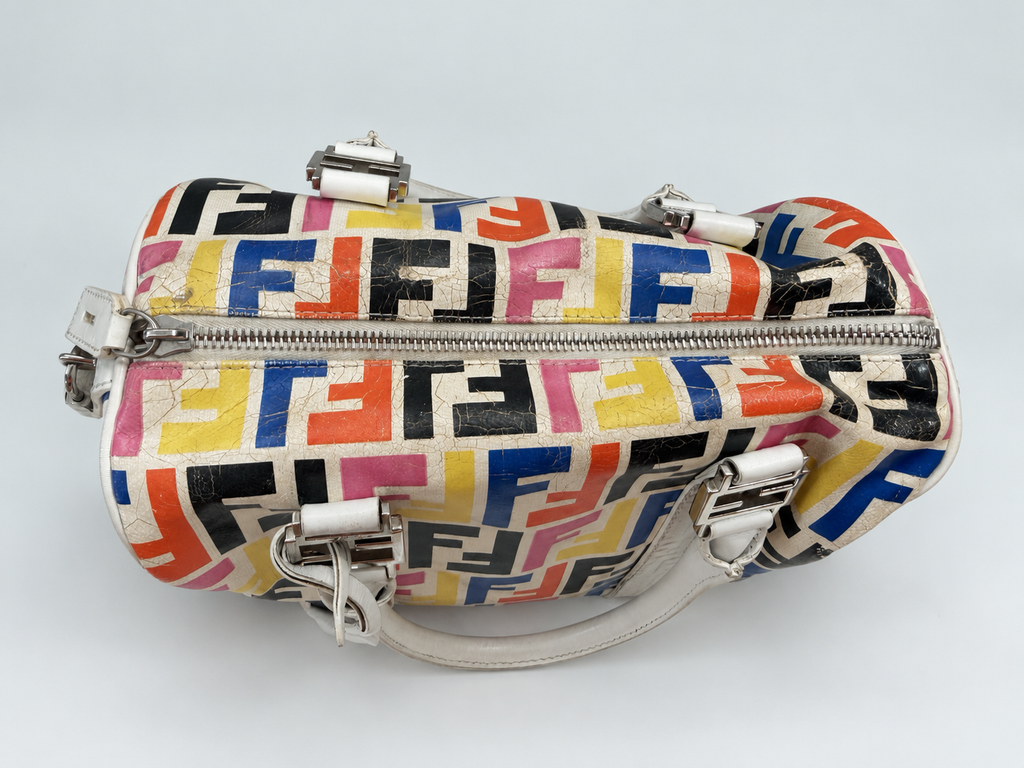 Fendi Zucca Spalmati Boston Bowler Satchel