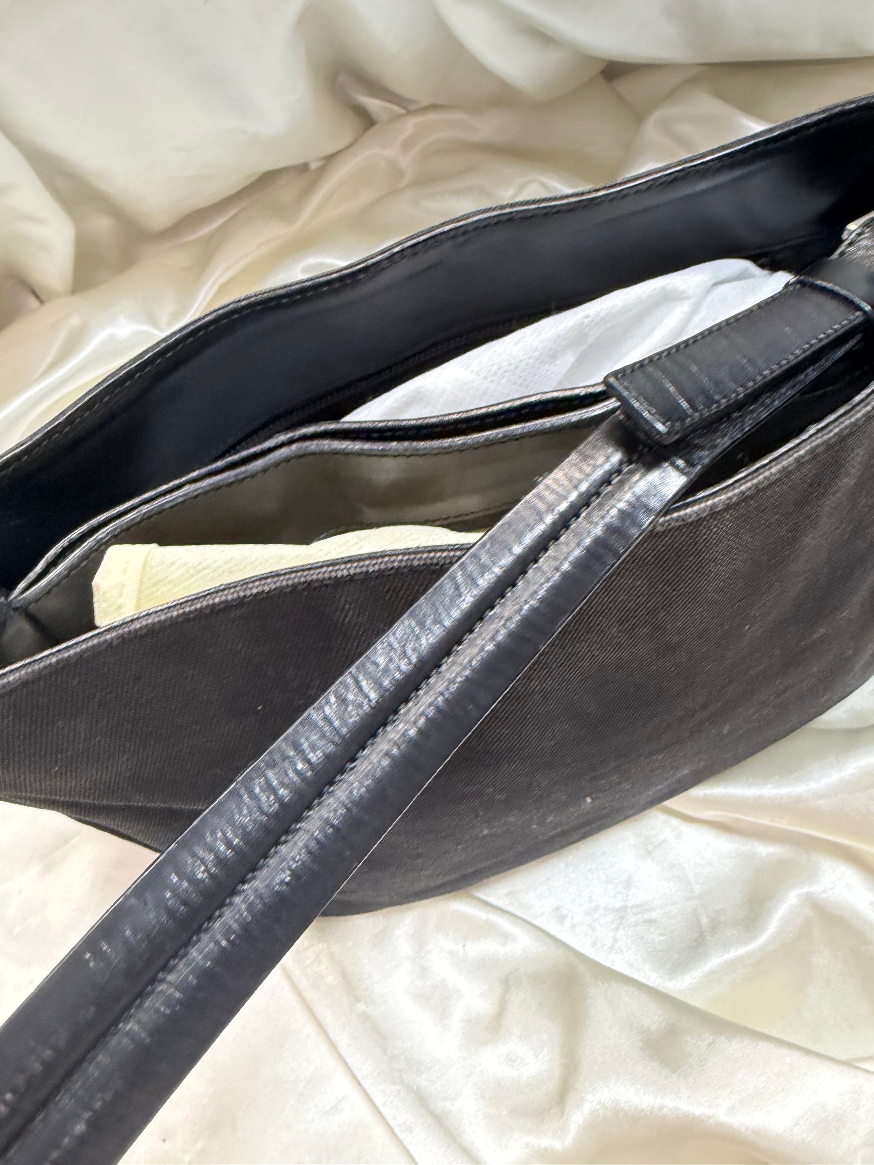Prada Denim Hobo Shoulder Bag in Black