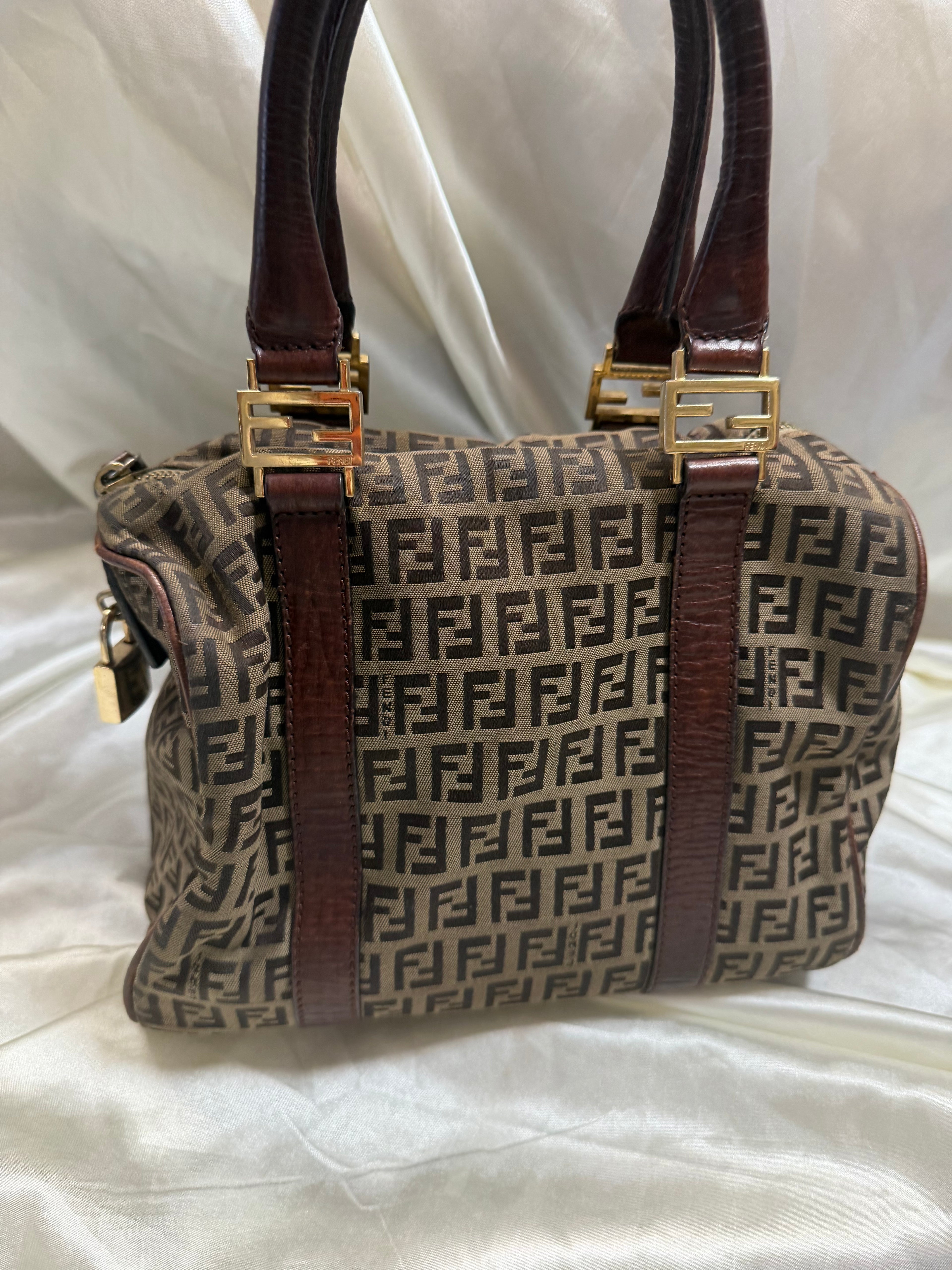 Fendi Zucca Boston Bowler Satchel