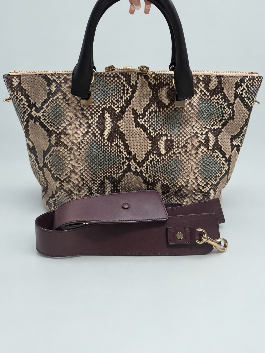 Chloe Phyton and Leather Baylee Shoulder Tote