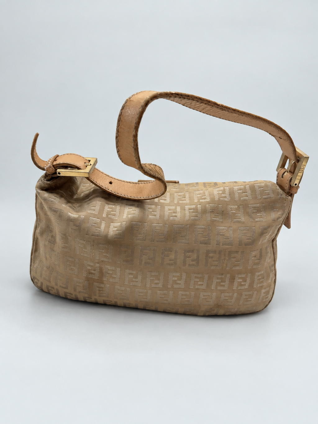 Fendi Zucchino Baguette Double Flap Hobo