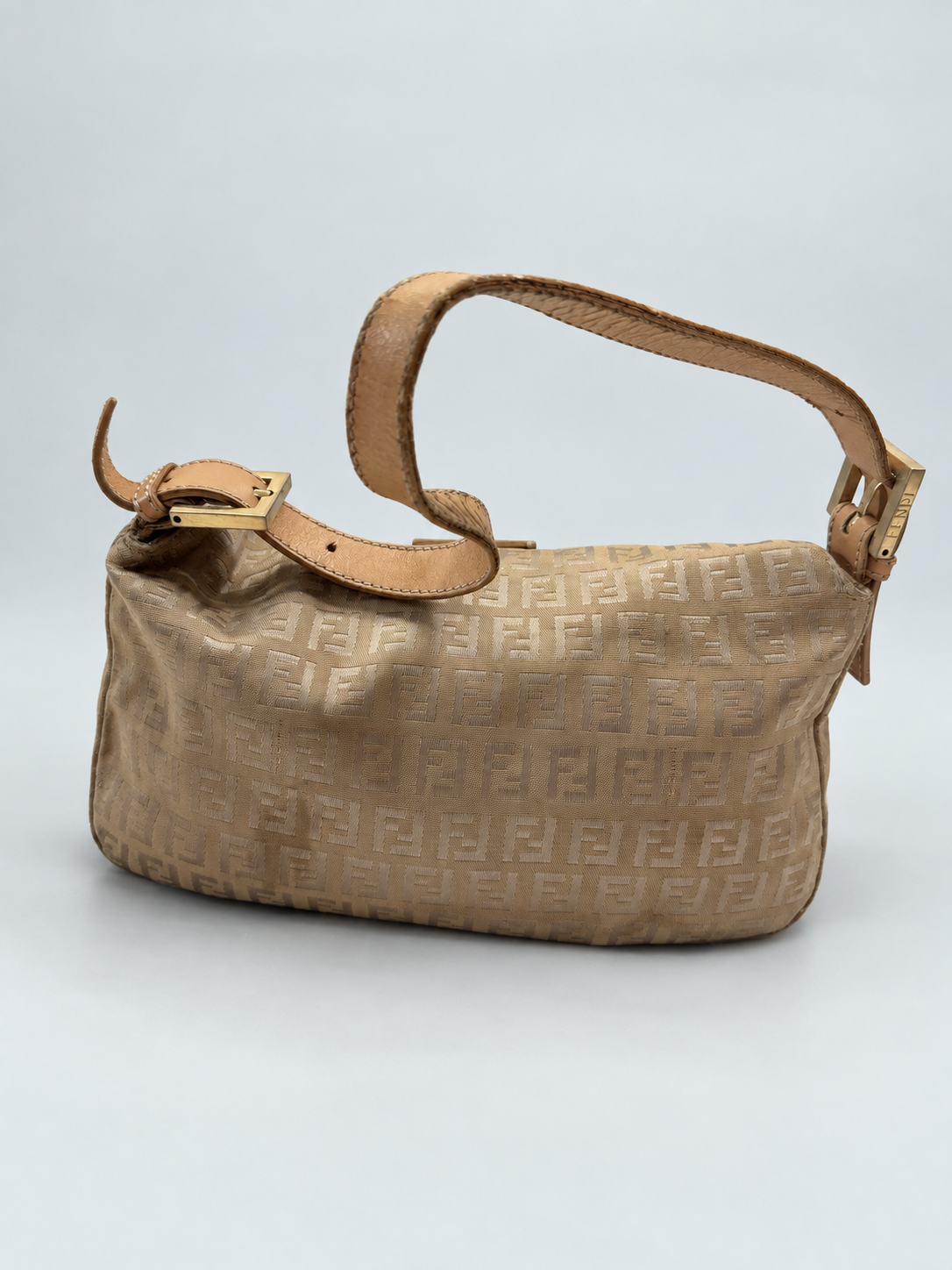 Fendi Zucchino Baguette Double Flap Hobo