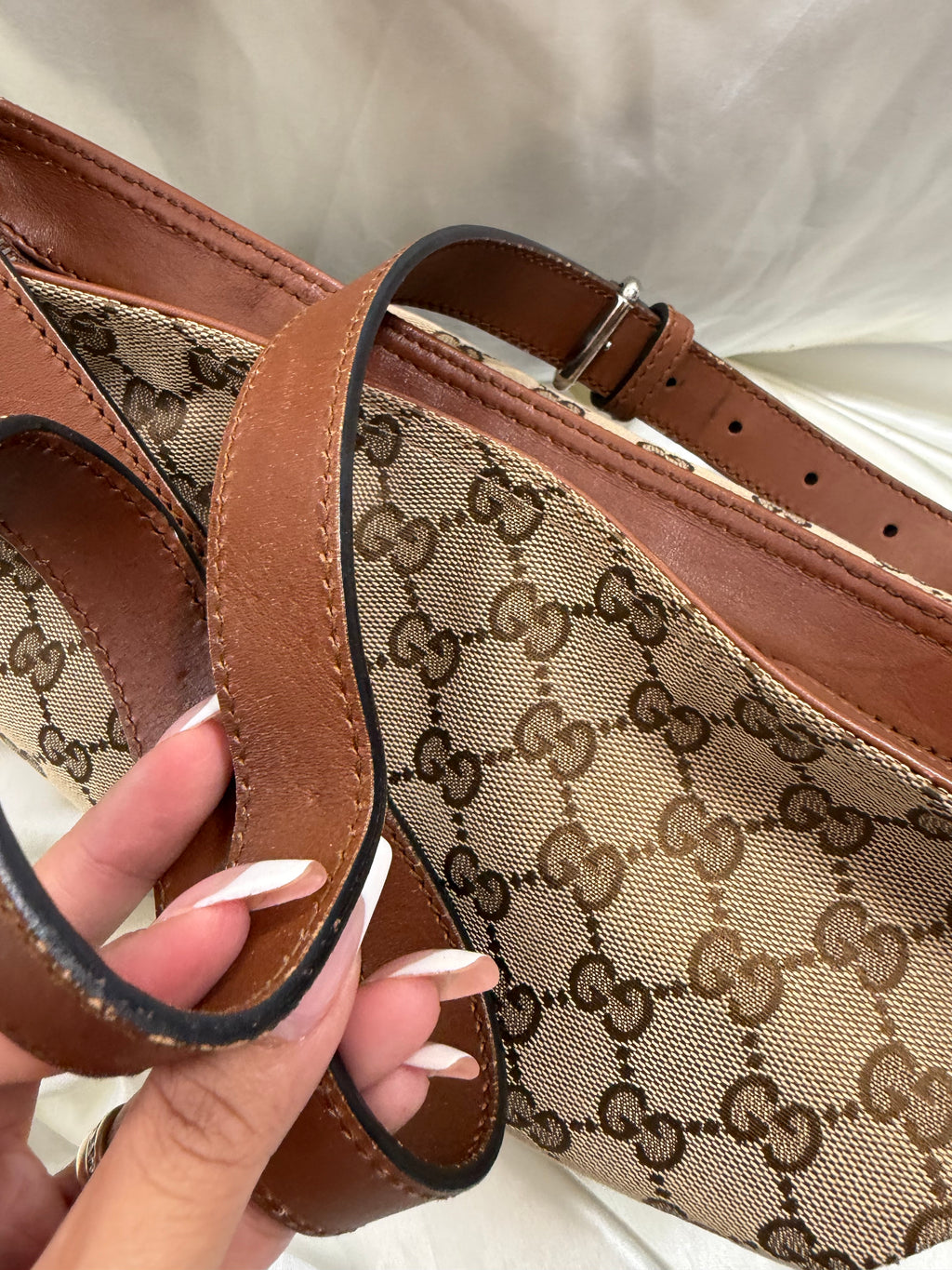 Gucci Monogram Canvas Web Loop Messenger Crossbody Sling