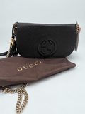 Gucci Soho Pebbled Leather Flap Messenger Crossbody